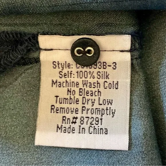 SOLD Johnny Was Malani 100% Silk Floral Print Long Kimono Tunic Navy Blue Size M - Picture 15 of 16